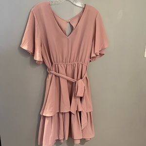 Pink V-Neck tie dress